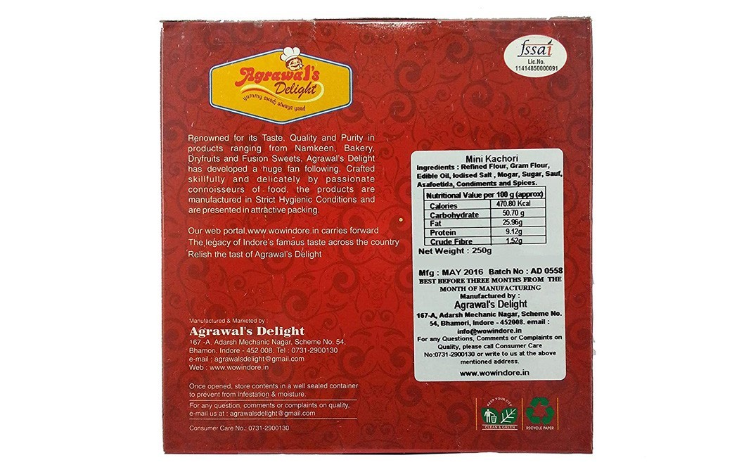 Agrawal's Delight Mini Kachori    Box  500 grams